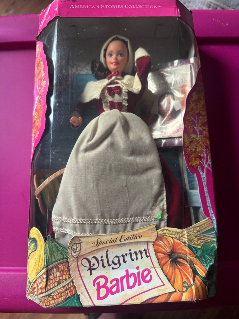 Barbie Pilgrim Doll in Cream and Burgundy Outfit - Barbie Brand